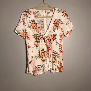 Storee Nordstrom floral tie front top